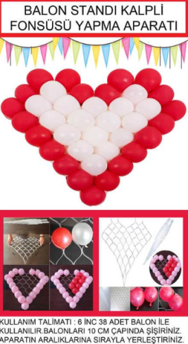 Balon Standı Kalpli Fon Süsü Yapma Aparatı 60X60cm - 0