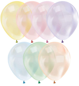 Balon Düz 12 İnc Şeffaf Karışık Renkli 10 Adet