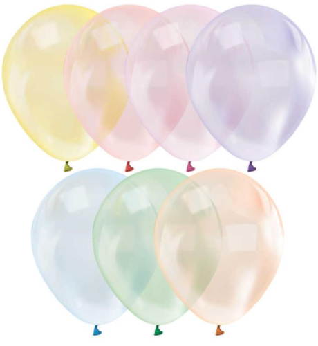 Balon Düz 12 İnc Şeffaf Karışık Renkli 10 Adet - 0