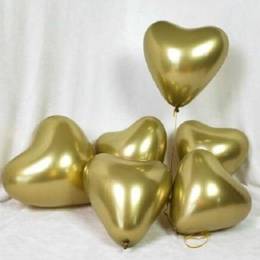 Balon Krom Parlak Kalp Altın 12 inç 3 Adet