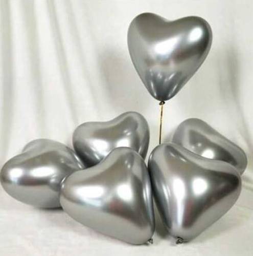 Balon Krom Parlak Kalp Gümüş 12 inç 3 Adet - 0