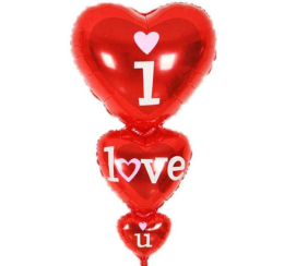 Folyo Balon 3lü Kalp I Love You 45X86 cm