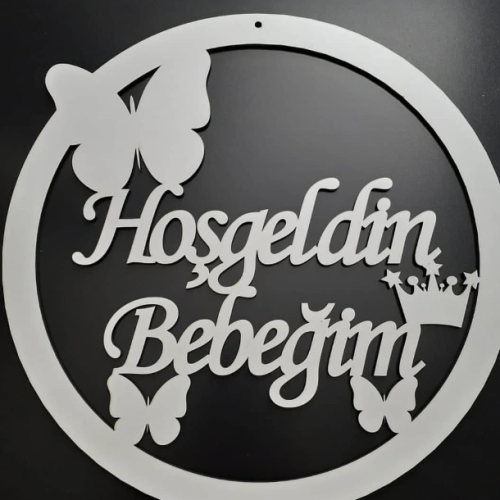 Hoşgeldin Mdf Kapı Süsü Kız Bebek - 0