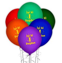İyi Ki Doğdun Baskılı 1 Yaş Karışık Renkli Balon 10 Adet